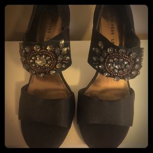 Chinese Laundry Size 9 black satin jeweled heals.